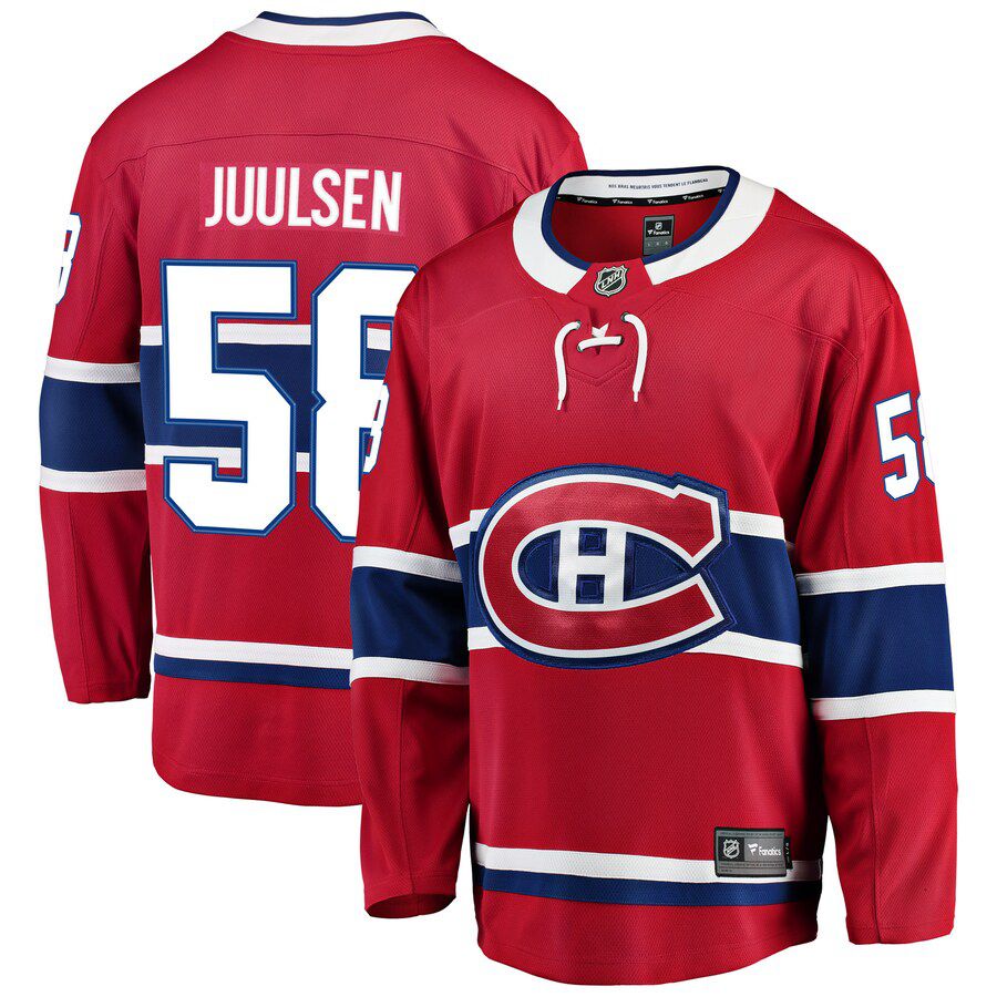 Men Montreal Canadiens 58 Noah Juulsen Fanatics Branded Red Breakaway Player NHL Jersey